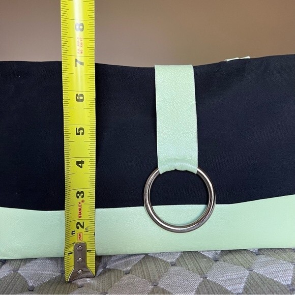 Bobo Bags Handcrafted in Denver Lime Green & Black Handbag Purse Bamboo Handles - Picture 9 of 15
